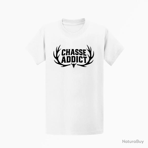 T-shirt Chasse Chasse addict Panache orange Blanc