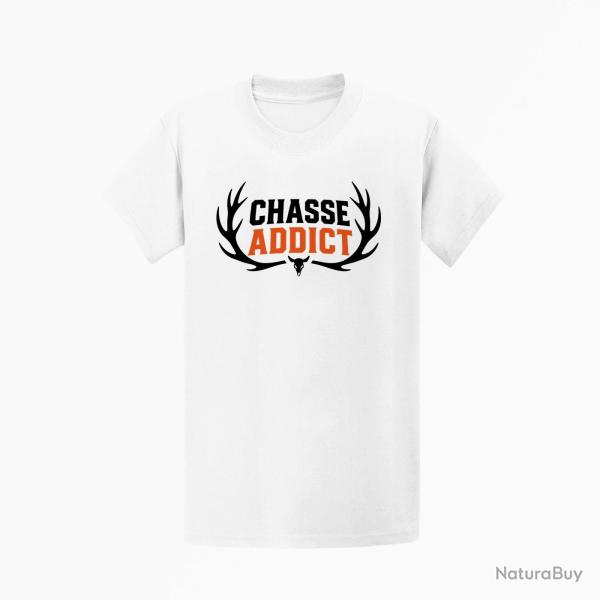 T-shirt Chasse Chasse addict Panache orange Blanc / Orange