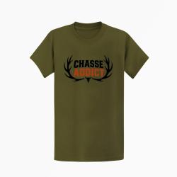 T-shirt Chasse Chasse addict Panache orange Kaki / Noir et orange
