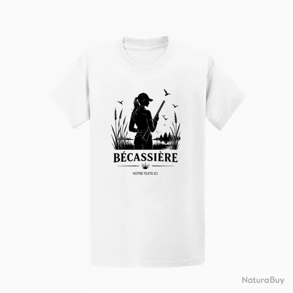 T-shirt Chasse B?cassi?re des marais Personnalisable Blanc