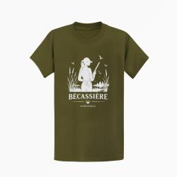 T-shirt Chasse B?cassi?re des marais Personnalisable Kaki / Blanc
