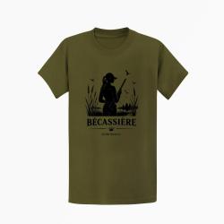 T-shirt Chasse B?cassi?re des marais Personnalisable Kaki / Noir