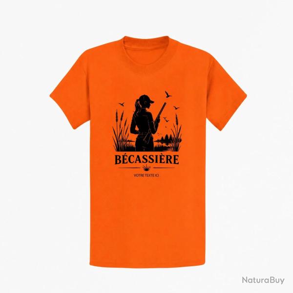 T-shirt Chasse B?cassi?re des marais Personnalisable Orange
