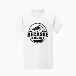 T-shirt Chasse B?casse addict Badge nature Blanc
