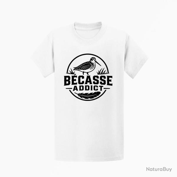 T-shirt Chasse B?casse addict Badge nature Blanc