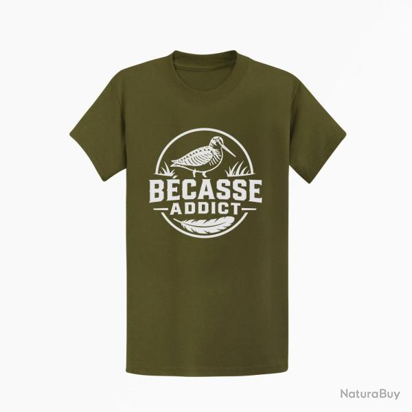 T-shirt Chasse B?casse addict Badge nature Kaki / Blanc