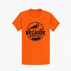 T-shirt Chasse B?casse addict Badge nature Orange