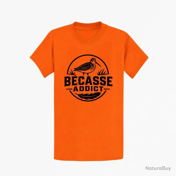 T-shirt Chasse B?casse addict Badge nature Orange