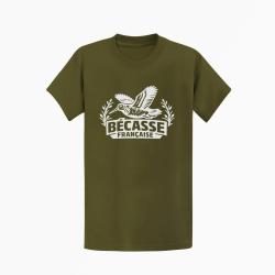T-shirt Chasse B?casse fran?aise Envol tricolore Kaki / Blanc