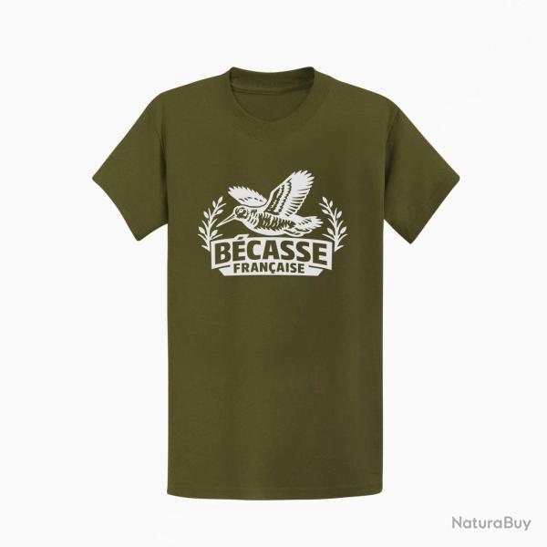 T-shirt Chasse B?casse fran?aise Envol tricolore Kaki / Blanc