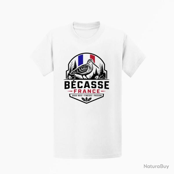 T-shirt Chasse B?casse France Badge forestier Blanc / Tricolore