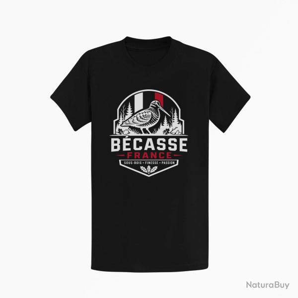 T-shirt Chasse B?casse France Badge forestier Noir / Blanc et rouge