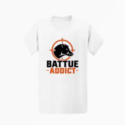 T-shirt Chasse Battue addict Sanglier cibl? Blanc / Orange