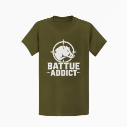 T-shirt Chasse Battue addict Sanglier cibl? Kaki / Blanc