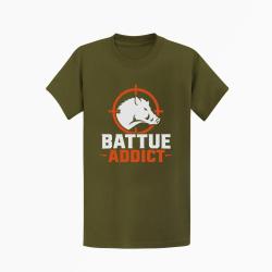 T-shirt Chasse Battue addict Sanglier cibl? Kaki / Blanc et orange
