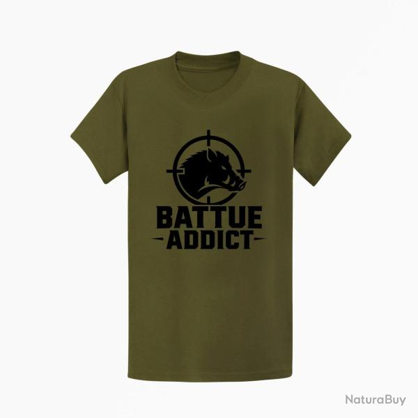 T-shirt Chasse Battue addict Sanglier cibl? Kaki / Noir