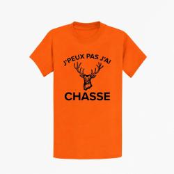 T-shirt Chasse J'peux pas j'ai chasse Cerf Orange