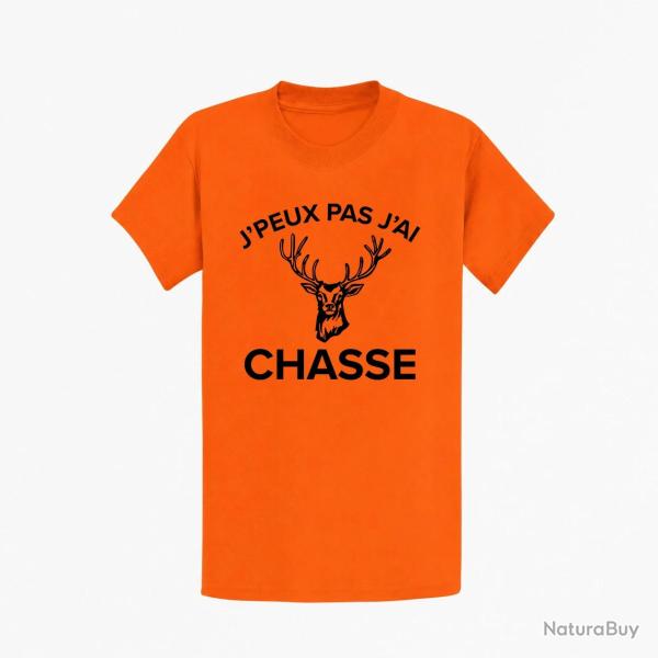 T-shirt Chasse J'peux pas j'ai chasse Cerf Orange