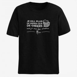 T-shirt Humour Chasse Je kill plus de bi?res que de gibiers Noir