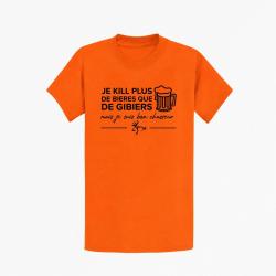 T-shirt Humour Chasse Je kill plus de bi?res que de gibiers Orange