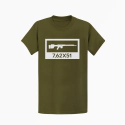 T-shirt ARMES AR10 7,62&times;51 Kaki / Blanc