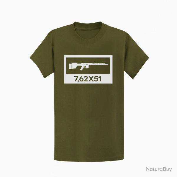 T-shirt ARMES AR10 7,62�51 Kaki / Blanc