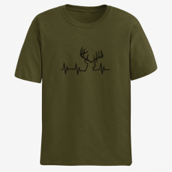 T-shirt CHASSE Battements de Coeur Cerf Kaki / Noir