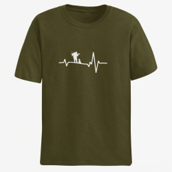 T-shirt CHASSE Battements de Coeur Kaki / Blanc