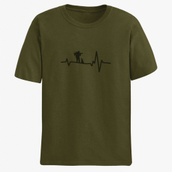 T-shirt CHASSE Battements de Coeur Kaki / Noir