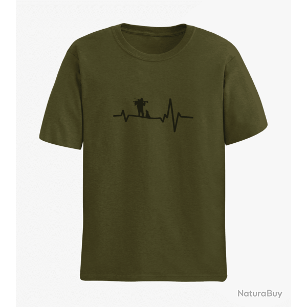 T-shirt CHASSE Battements de Coeur Kaki / Noir