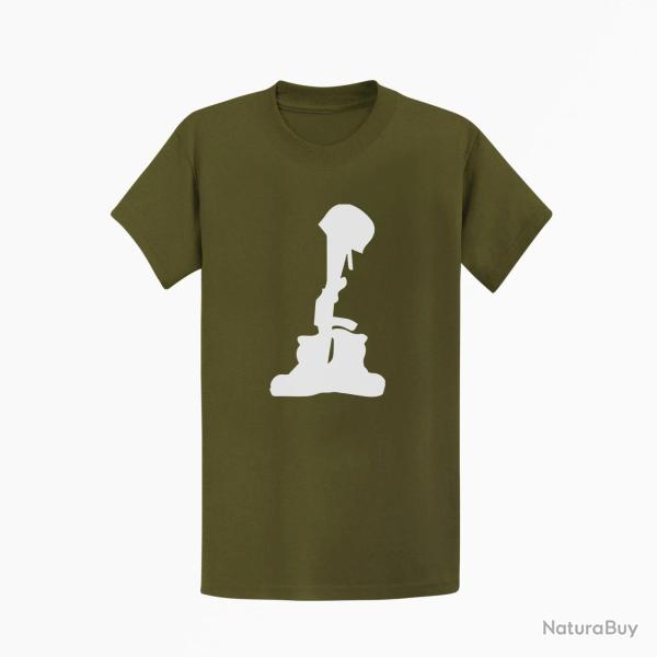 T-shirt MILITAIRE Hommage Kaki / Blanc