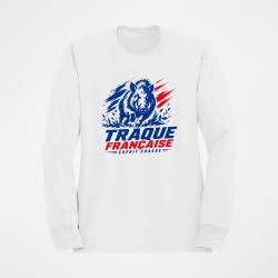 Sweat Chasse Traque Fran&ccedil;aise Sanglier Blanc