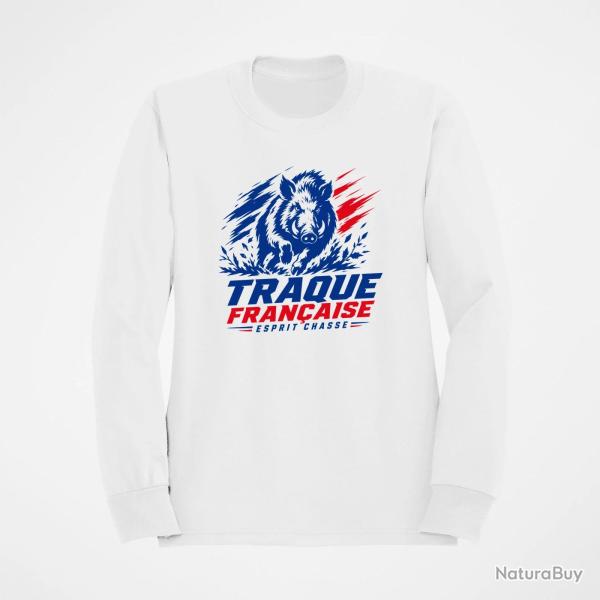 Sweat Chasse Traque Fran�aise Sanglier Blanc