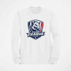 Sweat Chasse Team Traque France Sanglier Blanc