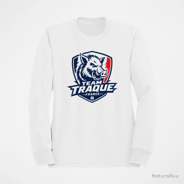 Sweat Chasse Team Traque France Sanglier Blanc
