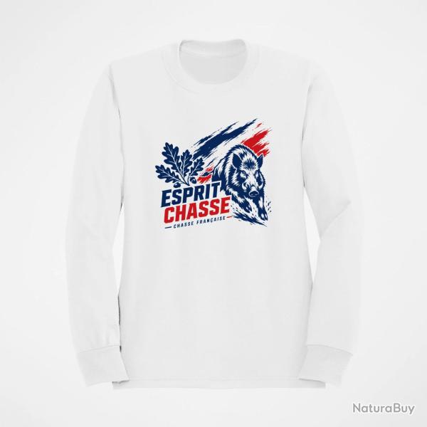 Sweat Chasse Esprit Chasse Fran�aise Sanglier Blanc