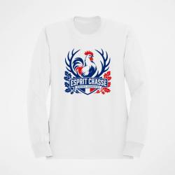 Sweat Chasse Esprit Chasse Fran&ccedil;aise Coq Blanc