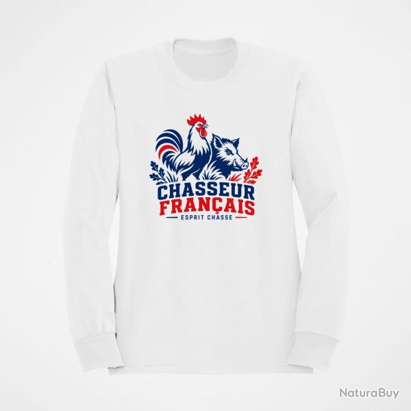 Sweat Chasse Chasseur Fran�ais Coq Sanglier Blanc