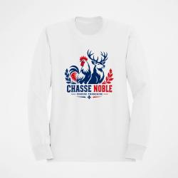 Sweat Chasse Noble Fran&ccedil;aise Cerf Coq Blanc