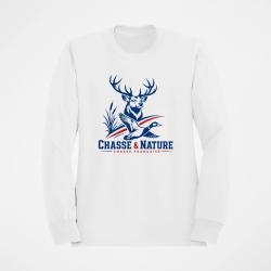 Sweat Chasse Chasse et Nature Fran&ccedil;aise Cerf Canard Blanc