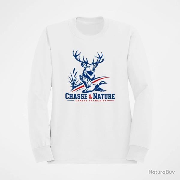 Sweat Chasse Chasse et Nature Fran�aise Cerf Canard Blanc