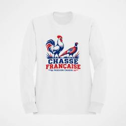 Sweat Chasse Coq et Faisan Chasse Fran&ccedil;aise Blanc