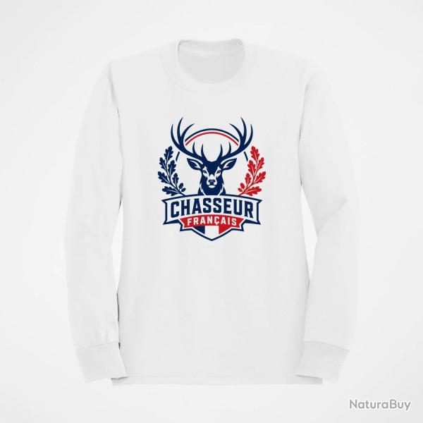 Sweat Chasse Cerf Chasseur Patriote Blanc