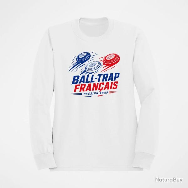 Sweat Ball Trap Fran�ais Passion Trap Plateaux Tricolores Blanc