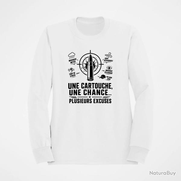 Sweat Tir Sportif Une cartouche plusieurs excuses Blanc