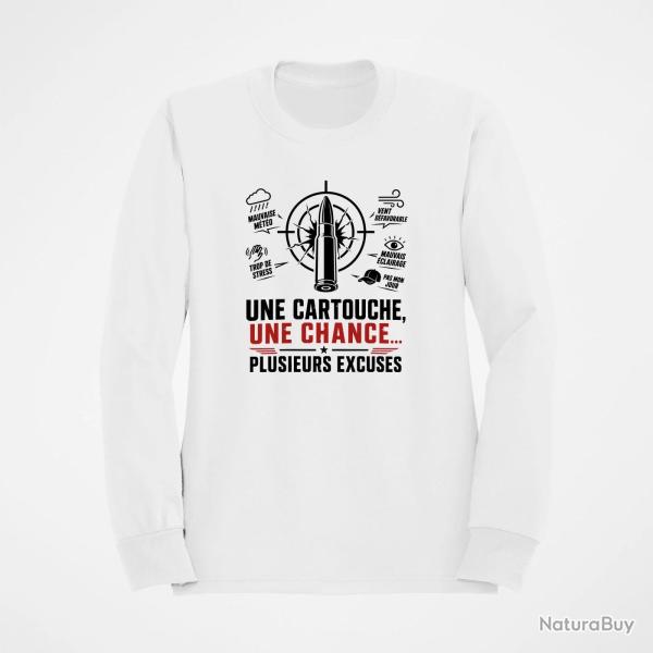 Sweat Tir Sportif Une cartouche plusieurs excuses Blanc / Orange