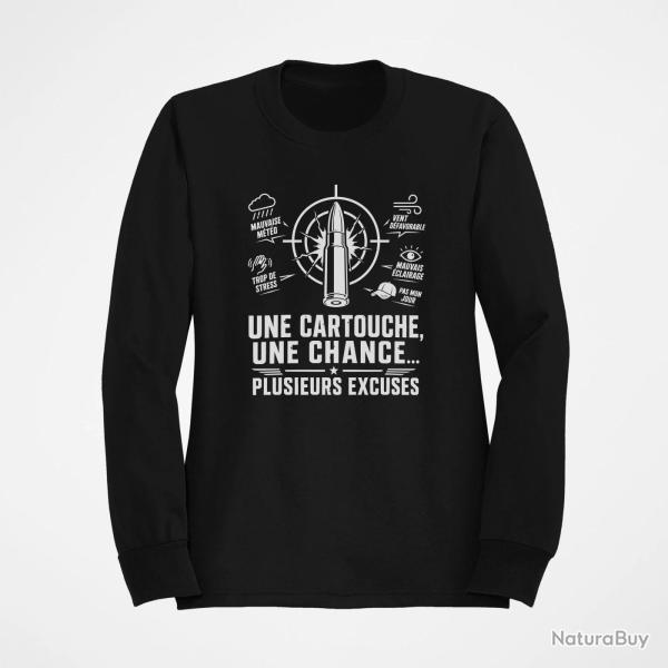 Sweat Tir Sportif Une cartouche plusieurs excuses Noir