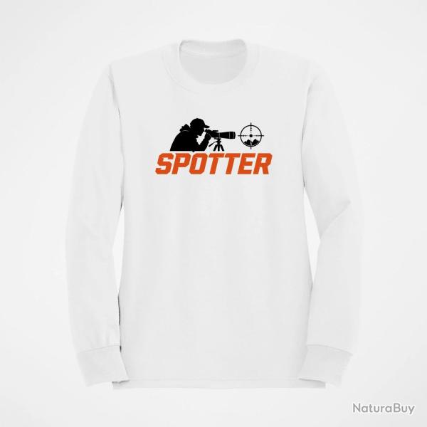 Sweat Tir Sportif Spotter Tireur � la lunette Blanc / Orange