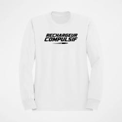 Sweat Tir Sportif Rechargeur compulsif Typographie balle Blanc