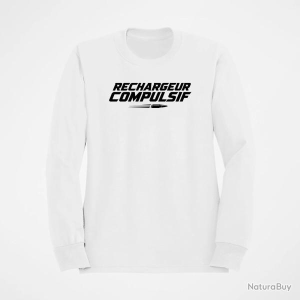 Sweat Tir Sportif Rechargeur compulsif Typographie balle Blanc